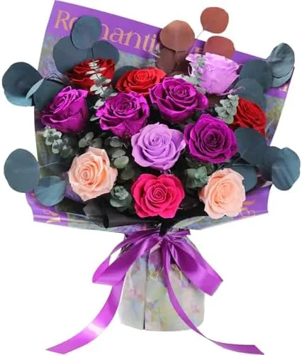 lovenfold flowers for delivery birthday flowers gift for herpreserved flowers bouquet 12 roses mixed bouquetrose gifts for women mom grandmamixed 12 purple a roses